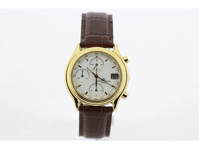 Heren chronograaf polshorloge baume & mercier, baumatic, witte wijzerplaat, bouwjaar ca 1990 - afbeelding 1 van  9