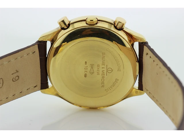 Heren chronograaf polshorloge baume & mercier, baumatic, witte wijzerplaat, bouwjaar ca 1990 - afbeelding 7 van  9
