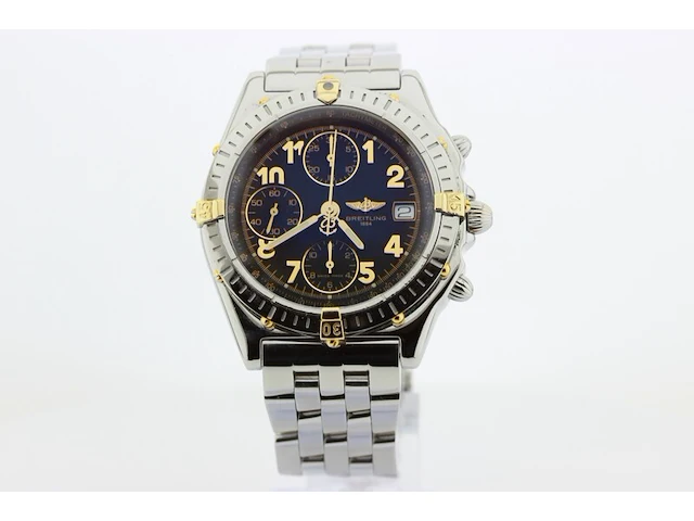 Heren chronograaf polshorloge breitling, chronomat, zwarte wijzerplaat, bouwjaar ca. 2000 - afbeelding 1 van  9