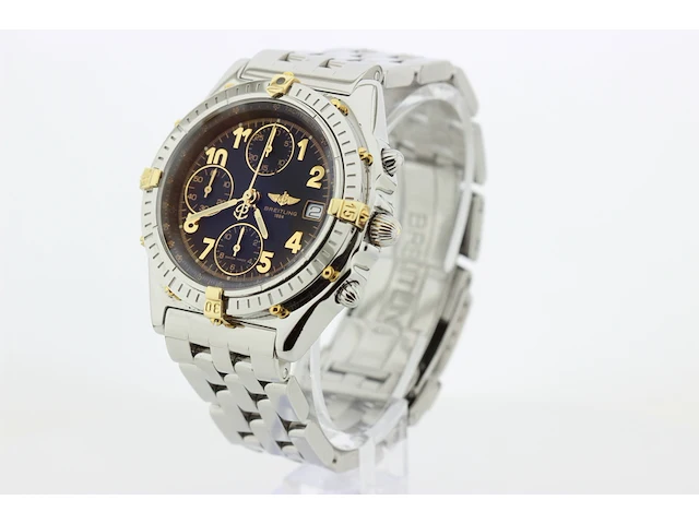 Heren chronograaf polshorloge breitling, chronomat, zwarte wijzerplaat, bouwjaar ca. 2000 - afbeelding 4 van  9