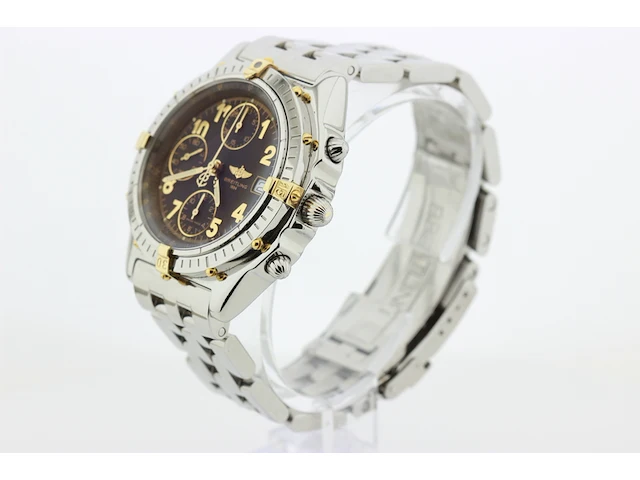 Heren chronograaf polshorloge breitling, chronomat, zwarte wijzerplaat, bouwjaar ca. 2000 - afbeelding 5 van  9