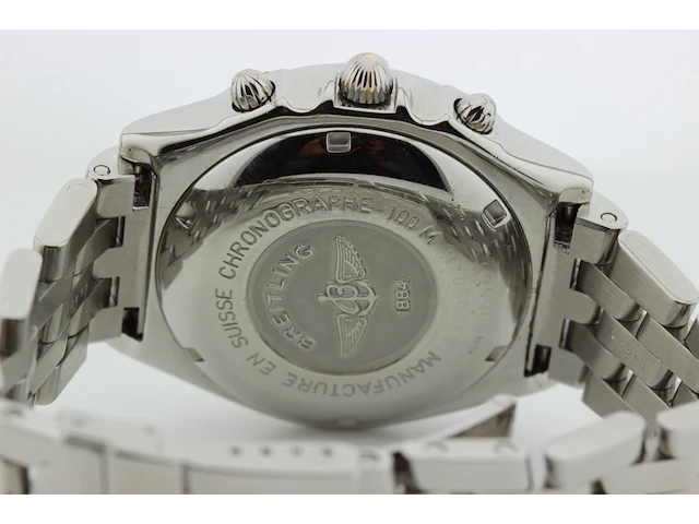 Heren chronograaf polshorloge breitling, chronomat, zwarte wijzerplaat, bouwjaar ca. 2000 - afbeelding 6 van  9