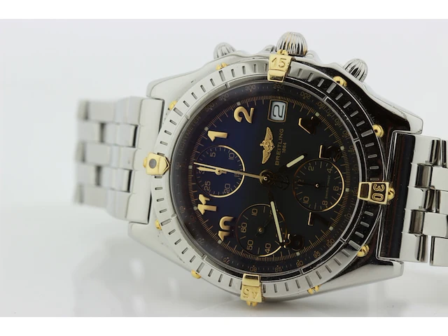 Heren chronograaf polshorloge breitling, chronomat, zwarte wijzerplaat, bouwjaar ca. 2000 - afbeelding 8 van  9