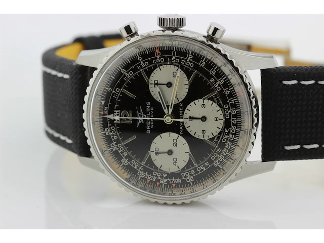 Heren chronograaf polshorloge breitling, navytimer, zwarte wijzerplaat, bouwjaar 60 er jaren - afbeelding 16 van  16