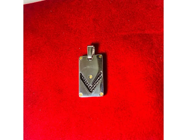 Heren dogtag pendant - goldplated santos model black carbon - afbeelding 3 van  4