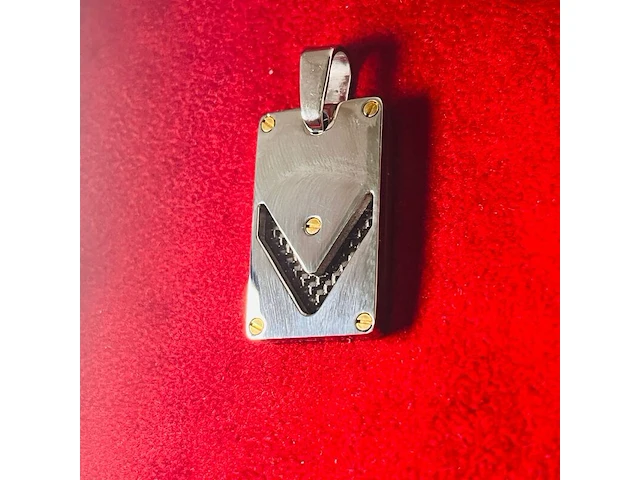 Heren dogtag pendant - staal/goud santos model black carbon - afbeelding 1 van  5