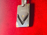 Heren dogtag pendant - staal/goud santos model black carbon - afbeelding 1 van  5