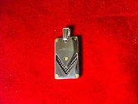 Heren dogtag pendant - staal/goud santos model black carbon - afbeelding 2 van  5