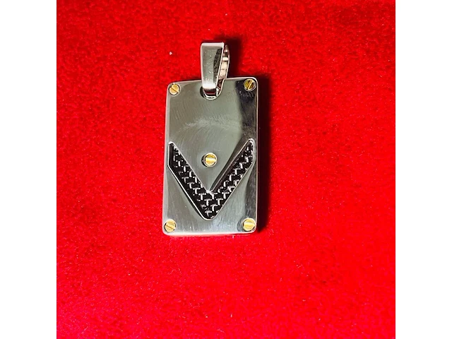 Heren dogtag pendant - staal/goud santos model black carbon - afbeelding 3 van  5