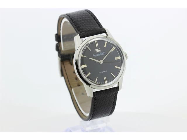 Heren polshorloge iwc, vintage model, zwarte wijzerplaat, bouwjaar 60er jaren - afbeelding 10 van  13