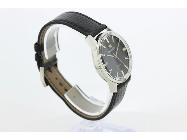 Heren polshorloge iwc, vintage model, zwarte wijzerplaat, bouwjaar 60er jaren - afbeelding 11 van  13
