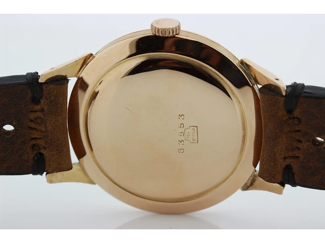 Heren polshorloge omega, vintage model, creme wijzerplaat, bouwjaar 40 er jaren - afbeelding 6 van  8
