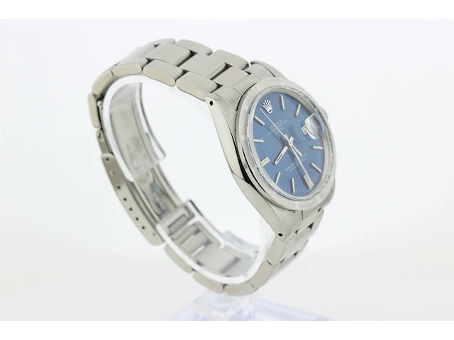 Heren polshorloge rolex, oyster perpetual date, blauwe wijzerplaat, bouwjaar 1970 - afbeelding 3 van  9