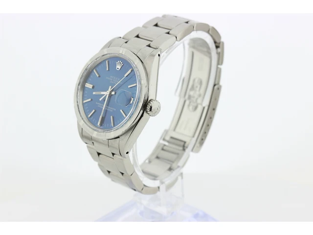 Heren polshorloge rolex, oyster perpetual date, blauwe wijzerplaat, bouwjaar 1970 - afbeelding 4 van  9