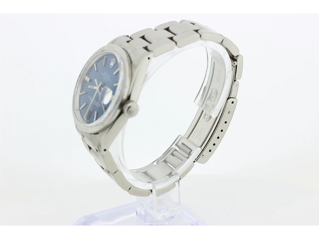 Heren polshorloge rolex, oyster perpetual date, blauwe wijzerplaat, bouwjaar 1970 - afbeelding 5 van  9