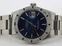 Heren polshorloge rolex, oyster perpetual date, blauwe wijzerplaat, bouwjaar 1970 - afbeelding 8 van  9