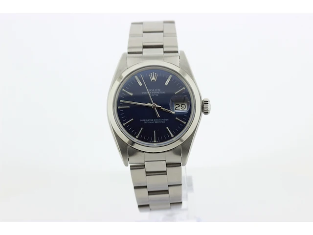 Heren polshorloge rolex, oyster perpetual date, blauwe wijzerplaat, bouwjaar 1971 - afbeelding 1 van  9