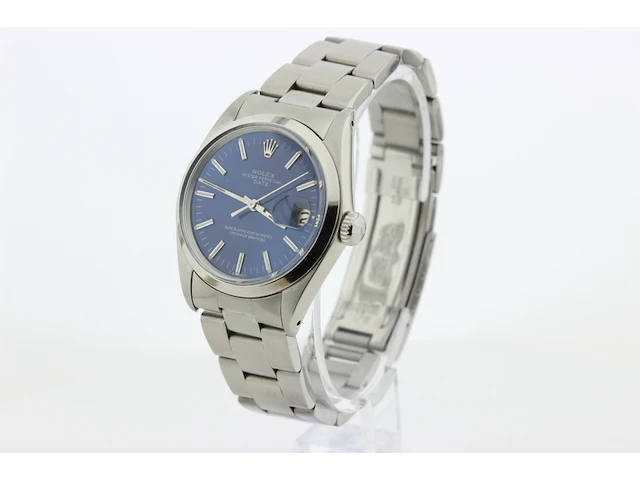 Heren polshorloge rolex, oyster perpetual date, blauwe wijzerplaat, bouwjaar 1971 - afbeelding 2 van  9