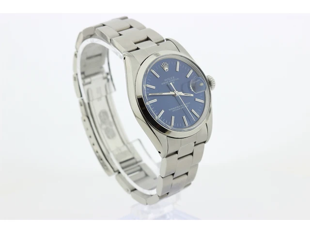Heren polshorloge rolex, oyster perpetual date, blauwe wijzerplaat, bouwjaar 1971 - afbeelding 4 van  9