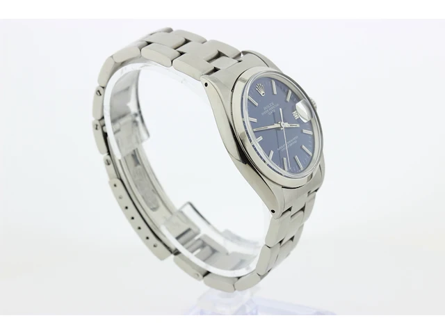 Heren polshorloge rolex, oyster perpetual date, blauwe wijzerplaat, bouwjaar 1971 - afbeelding 5 van  9