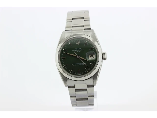 Heren polshorloge rolex, oyster perpetual date, groene wijzerplaat, bouwjaar 1961 - afbeelding 1 van  9