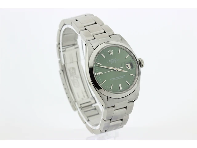 Heren polshorloge rolex, oyster perpetual date, groene wijzerplaat, bouwjaar 1961 - afbeelding 2 van  9