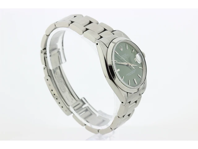 Heren polshorloge rolex, oyster perpetual date, groene wijzerplaat, bouwjaar 1961 - afbeelding 3 van  9