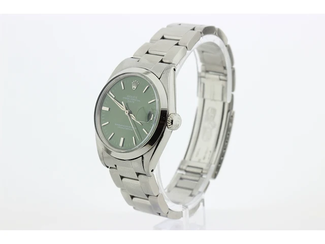 Heren polshorloge rolex, oyster perpetual date, groene wijzerplaat, bouwjaar 1961 - afbeelding 4 van  9
