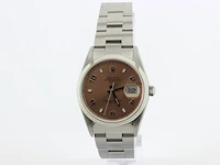 Heren polshorloge rolex, oyster perpetual date, roze wijzerplaat, bouwjaar 2000 - afbeelding 1 van  9