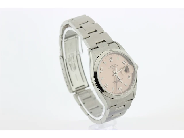 Heren polshorloge rolex, oyster perpetual date, roze wijzerplaat, bouwjaar 2000 - afbeelding 2 van  9