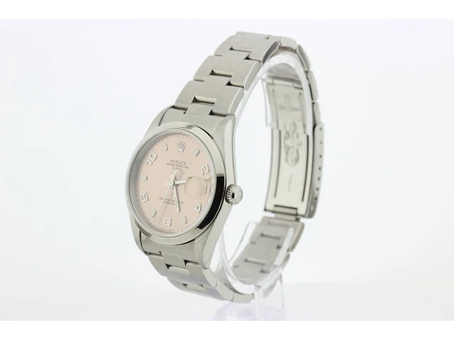 Heren polshorloge rolex, oyster perpetual date, roze wijzerplaat, bouwjaar 2000 - afbeelding 4 van  9