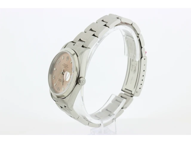 Heren polshorloge rolex, oyster perpetual date, roze wijzerplaat, bouwjaar 2000 - afbeelding 5 van  9