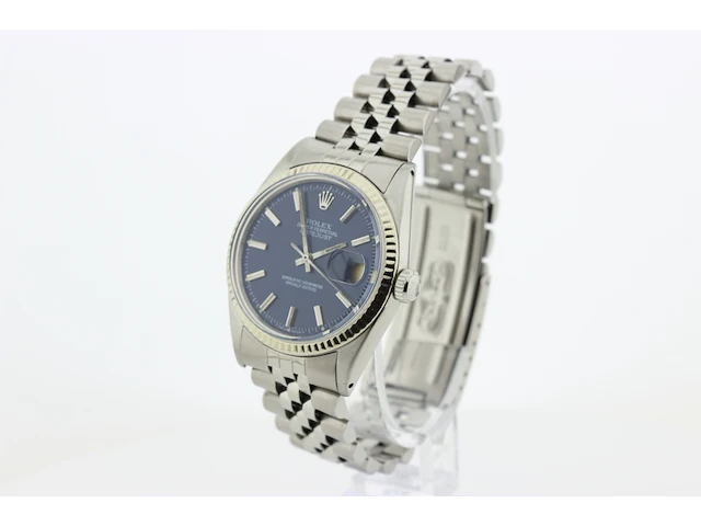 Heren polshorloge rolex, oyster perpetual datejust, blauwe wijzerplaat, bouwjaar 1967 - afbeelding 4 van  9