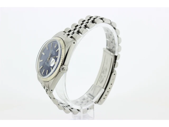 Heren polshorloge rolex, oyster perpetual datejust, blauwe wijzerplaat, bouwjaar 1967 - afbeelding 5 van  9