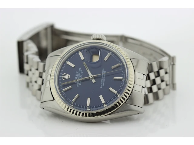 Heren polshorloge rolex, oyster perpetual datejust, blauwe wijzerplaat, bouwjaar 1967 - afbeelding 8 van  9