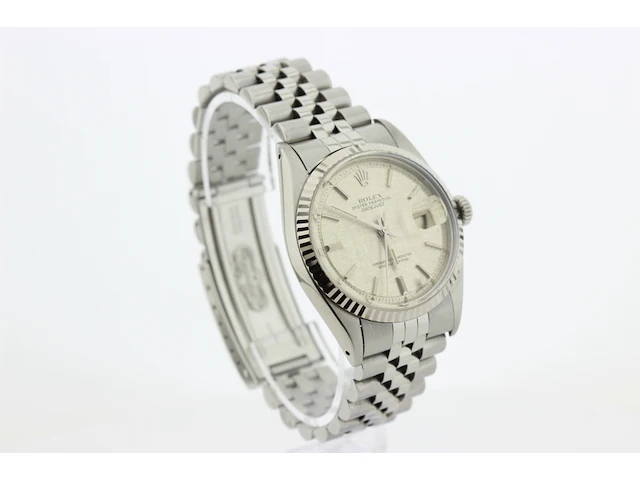 Heren polshorloge rolex, oyster perpetual datejust, silver linnen grijze plaat, bouwjaar 1974 - afbeelding 2 van  9
