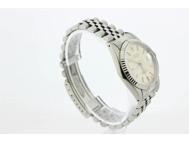 Heren polshorloge rolex, oyster perpetual datejust, silver linnen grijze plaat, bouwjaar 1974 - afbeelding 3 van  9