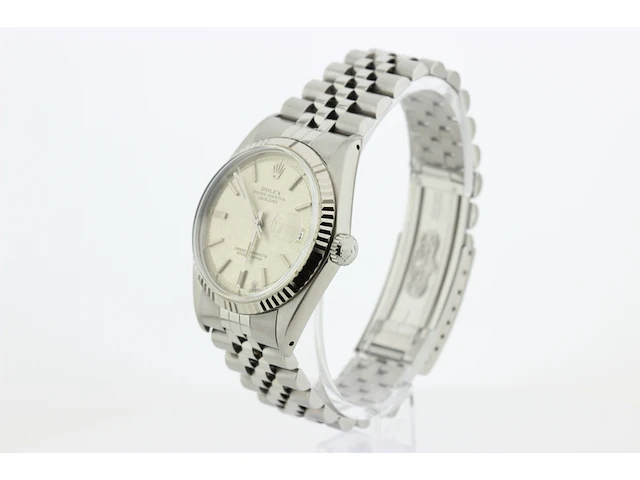 Heren polshorloge rolex, oyster perpetual datejust, silver linnen grijze plaat, bouwjaar 1974 - afbeelding 4 van  9