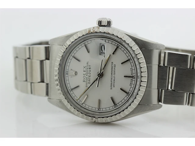 Heren polshorloge rolex, oyster perpetual datejust, witte wijzerplaat, bouwjaar 1982 - afbeelding 8 van  9