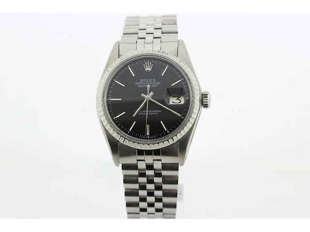 Heren polshorloge rolex, oyster perpetual datejust, zwarte wijzerplaat, bouwjaar 1966 - afbeelding 1 van  9