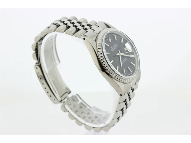 Heren polshorloge rolex, oyster perpetual datejust, zwarte wijzerplaat, bouwjaar 1966 - afbeelding 3 van  9