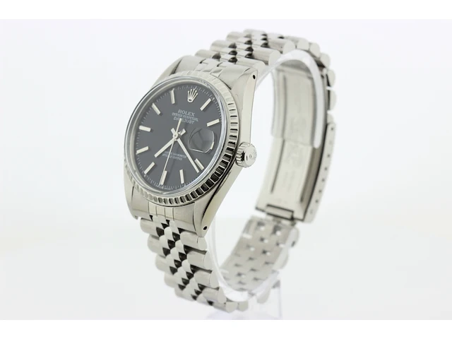 Heren polshorloge rolex, oyster perpetual datejust, zwarte wijzerplaat, bouwjaar 1966 - afbeelding 4 van  9