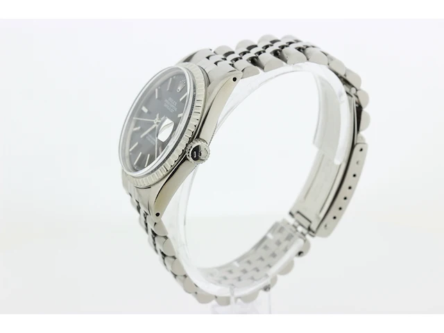 Heren polshorloge rolex, oyster perpetual datejust, zwarte wijzerplaat, bouwjaar 1966 - afbeelding 5 van  9
