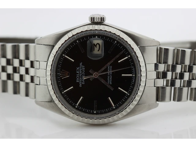 Heren polshorloge rolex, oyster perpetual datejust, zwarte wijzerplaat, bouwjaar 1966 - afbeelding 8 van  9