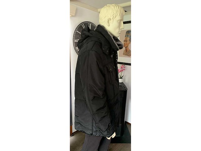 Heren winter jas zwart maat 6 xl - afbeelding 2 van  6