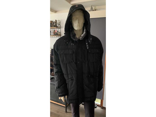 Heren winter jas zwart maat 6 xl - afbeelding 3 van  6