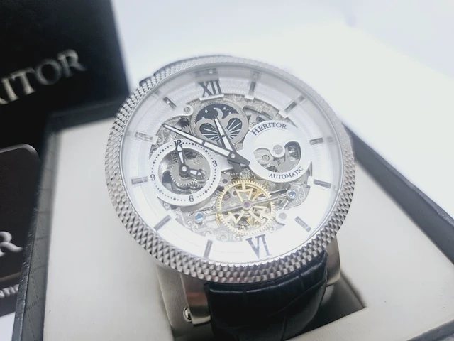 Heritor aries skeleton moonphase automatisch herenhorloge - afbeelding 3 van  8