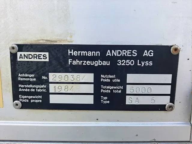 Herman - 3250 lyss sa 5 - andres - aanhangwagen - 1984 - afbeelding 3 van  12