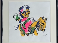 Herman brood, zeefdruk ‘man en paard’, te dateren periode 1995 - 1998. handgesigneerd met marker rechts-onder, genummerd in potlood rechts-onder 31/200 - afbeelding 1 van  3
