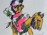 Herman brood, zeefdruk ‘man en paard’, te dateren periode 1995 - 1998. handgesigneerd met marker rechts-onder, genummerd in potlood rechts-onder 31/200 - afbeelding 2 van  3